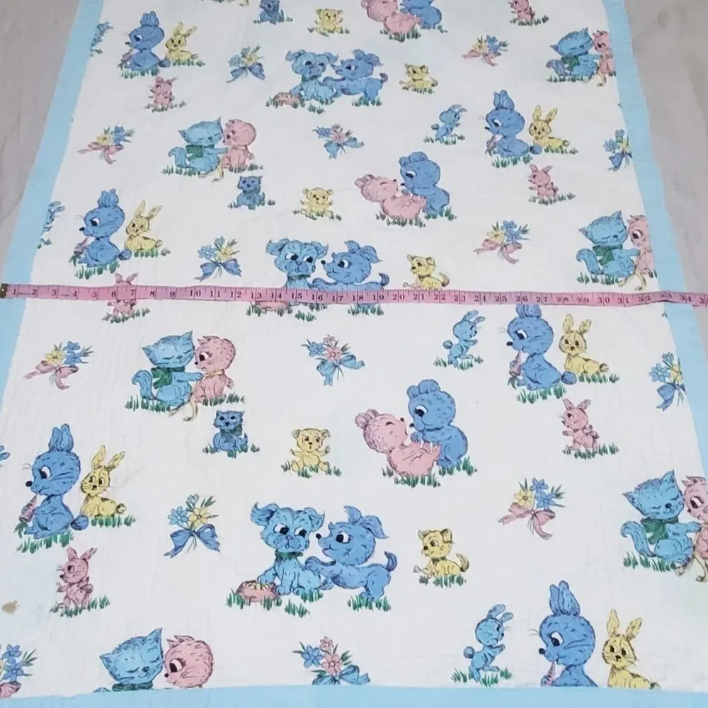 Vintage handmade Animal Puppies Rabbits Baby Unisex Throw Blanket